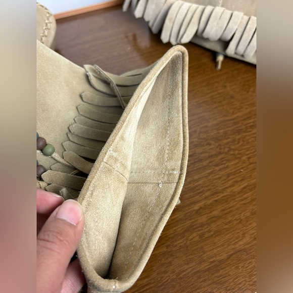 VTG Y2k Report Dubai Tan Suede Genuine leather Shoes Fringe platform Size 9 Wome - Picture 8 of 16